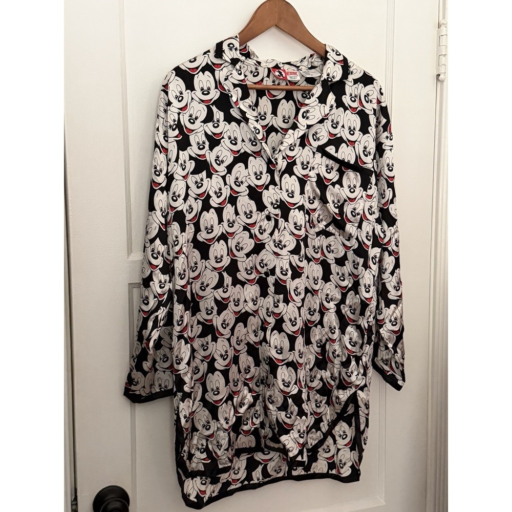 Mickey Mouse All Over Print 100% Silk Top Shirt Vintage 90s Small‎ Mickey Inc